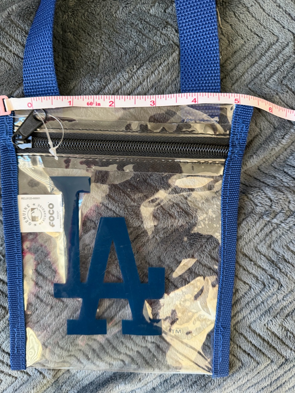 LA Dodgers Clear Stadium Security Tote Bag Blue PVC FOCO